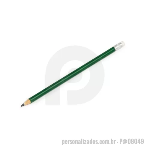Lápis com Borracha personalizado - Lápis redondo N2 com guarnição prateada e borracha.