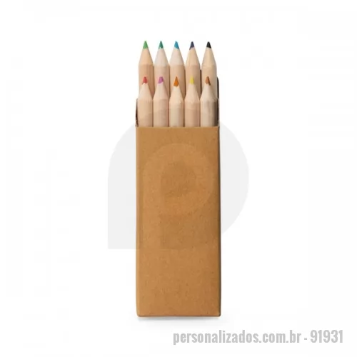 Lápis de cor personalizado - Mini lapis de cor com 10 peças em caixa de papel cartão para personalizar