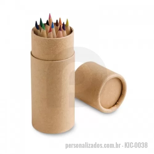 Lápis de cor personalizado - Caixa cilíndrica em cartão com 12 lápis de cor para pintar.