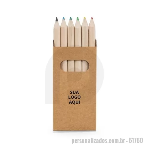 Lápis de cor personalizado - A Caixa de Papel Kraft Reciclado com 6 mini lápis de cor é uma opção prática e sustentável para brindes criativos e educativos. Produzida em material reciclado, é compacta e fácil de transportar, ideal para uso escolar, eventos corporativos ou como lembrança promocional. Produto certificado de acordo com a portaria Inmetro nº423 de 8/out/2021, garantindo qualidade e segurança.  Dimensões:  Caixa: 45 x 90 x 9 mm