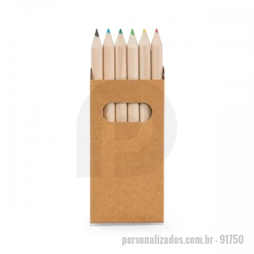 Lápis personalizado - Mini lápis com 6 peças, em caixa de papel cartão para brindes