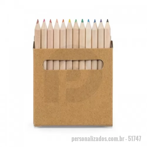 Lápis personalizado - Caixa de cartão com 12 lápis de cor. 90 x 90 x 9 mm