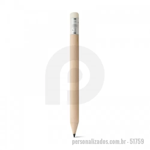 Lápis personalizado - Mini lápis afiado com borracha. Grau de dureza: HB. ø7 x 100 mm