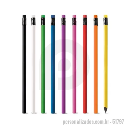 Lápis personalizado - Lápis em resina 100% reciclada com borracha. Grau de dureza: HB. Produto certificado de acordo com a portaria Inmetro nº423 de 8/out/2021. ø7 x 190 mm