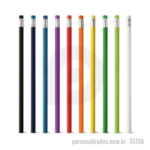 Lápis personalizado - Lápis Personalizado - 51736 - Lápis com borracha. Grau de dureza: HB. Produto certificado de acordo com a portaria Inmetro nº423 de 8/out/2021. ø7 x 190 mm - 182727 - Lápis