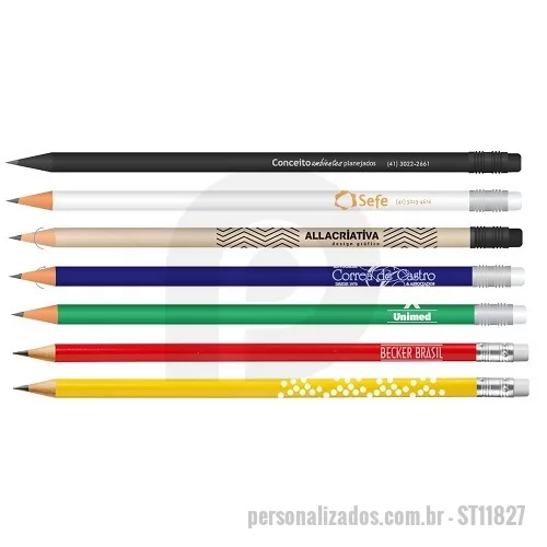 Lápis personalizado - Lápis Colorido Ecológico com Borracha Personalizado Dimensões: 0,7 cm x 18,9 cm