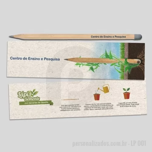 Lápis Semente Ecológico personalizado - Lápis madeira com semente germináveis. Lápis com grafite preto, possui sementes sortidas. Biodegradavel. Com tag.