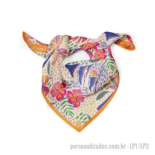 Lenço personalizado - Lenço confeccionado em toque de seda personalizado com sublimação.