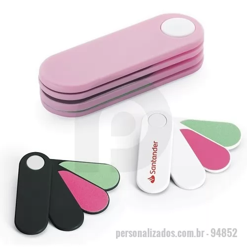 Lixa de unha personalizada - Kit de 4 lixas. Composto por: 2 lixas abrasivas e 2 lixas polidoras. 22 x 65 x 17 mm