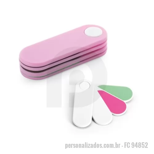 Lixa de unha personalizada - Kit de 4 lixas. Composto por: 2 lixas abrasivas e 2 lixas polidoras. 22 x 65 x 17 mm