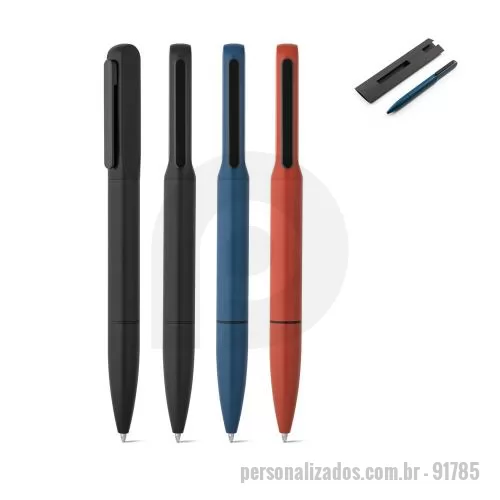 Logotipo personalizado - Logotipo Personalizado - 91785 - Esferográfica em alumínio 94% reciclado, com escrita em azul até 1.5 km. Quando personalizado no clipe permite que, ao ser rodado, ilumine o seu logotipo ou personalização. Fornecida em bolsa de oferta. ø12 x 140 mm - 179455 - Logotipo