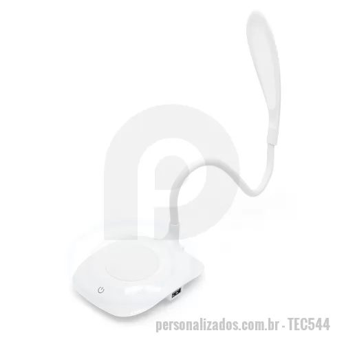 Luminária personalizada - Luminária LED com Carregador Wireless Personalizada