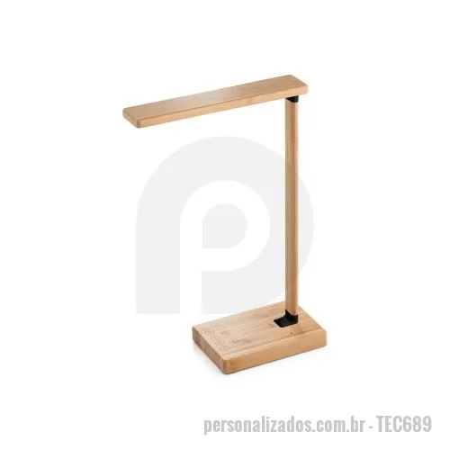 Luminária personalizada - Luminária LED Com carregador por indução Wireless Personalizada