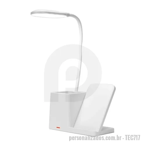 Luminária personalizada - Luminária LED com Carregador por Indução Wireless Personalizada