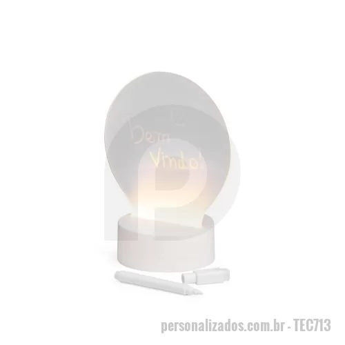 Luminária personalizada - Luminária de Mesa com Quadro de Mensagens em LED Personalizada