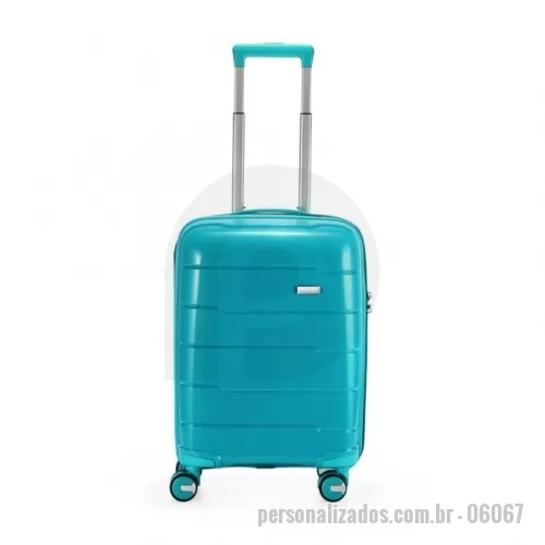 Mala de Bordo personalizada - Mala de bordo 40 litros em plástico (casca dura), contém cadeado numérico TSA. Compartimentos com bolso telado e cinta compressora para roupas. A mala possui duas alças de mão, puxador retrátil com regulagem de tamanho, quatro rodinhas 360º e apoios laterais. Acompanha placa para personalização.ALÉM DESSE PRODUTO TEMOS OUTROS MODELOS EMAIS DE 3.000 ITENS EM NOSSO CATÁLOGO