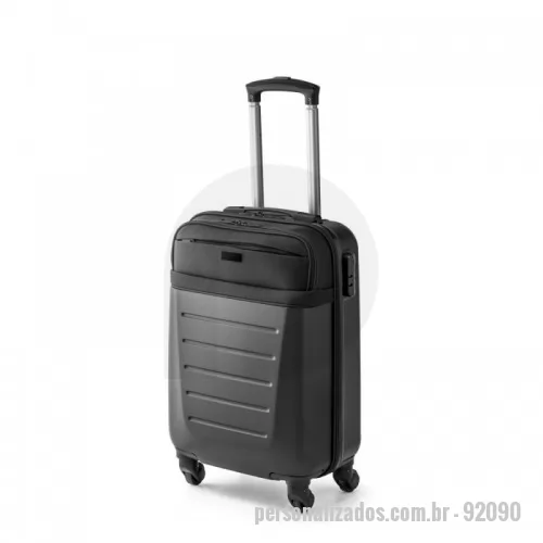 Mala de viagem personalizada - Mala de viagem executivo em ABS e 600D com 4 rodas duplas giratórias, interior forrado e pega extensível em alumínio com altura até 460 mm. Compartimento almofadado para notebook até 15.6