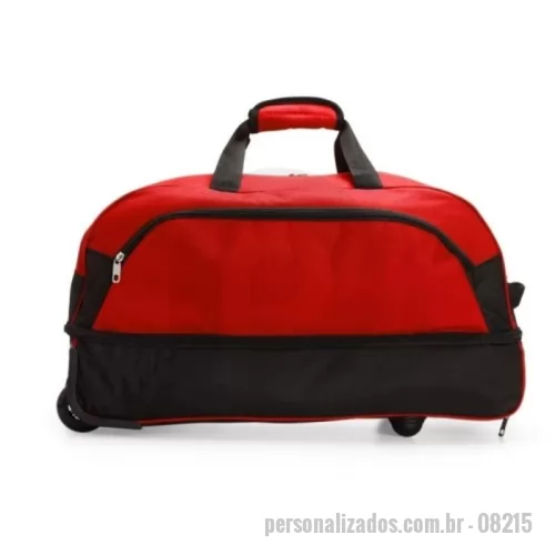 Mala de viagem personalizada - Mala 51 Litros Personalizada: Versatilidade e Praticidade para o Seu Dia a Dia e Viagens Apresentamos a Mala 51 Litros Personalizada, a solução ideal para quem busca praticidade, versatilidade e estilo em um único acessório. Perfeita para o dia a dia, viagens ou como um brinde especial, essa mala oferece tudo o que você precisa para transportar seus pertences com conforto e organização.  Características Material resistente e impermeável: Poliéster de alta qualidade, garantindo a durabilidade e a proteção dos seus pertences em qualquer clima. Espaço amplo e organizado: 51 litros de capacidade com quatro compartimentos, incluindo um exclusivo para guardar o puxador. Transporte prático e confortável: Alças de mão com suporte em velcro, puxador retrátil e duas rodinhas, permitindo escolher entre dois modos de locomoção. Estabilidade: Placa reforçada no fundo e dois pés de apoio, garantindo maior estabilidade ao apoiar a mala. Design funcional e moderno: Ideal para o uso diário, viagens ou 