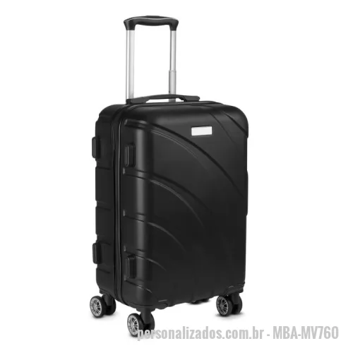 Mala personalizada - Mala de viagem em ABS e interior em poliéster 190D; Abertura frontal com ziper para acesso ao interior da mala; Cadeado com senha/segredo; Sistema de carrinho de aço; Alça de mão na parte superior; Acompanha Plaquinha (5,9x1,9cm) sem personalização.