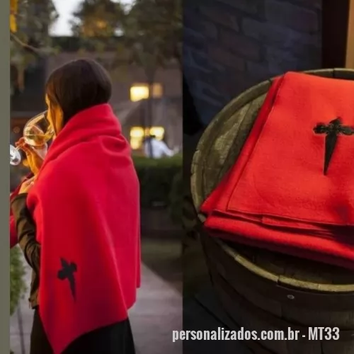 Manta personalizada - Manta Fleece microfibra 1,20 x 1,00  personalizada com etiqueta de couro.