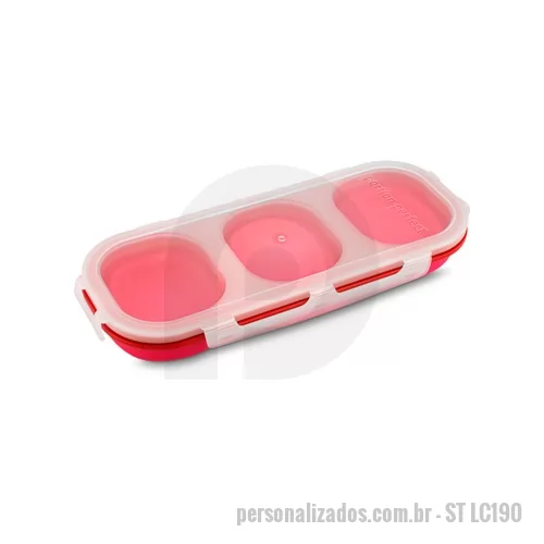 Marmita personalizada - Marmita Personalizada 3 Compartimentos, Com três compartimentos para armazenar diferentes tipos de alimentos, a Marmita Personalizada 3 Compartimentos é o brinde ideal na promoção de marcas de alimentos, principalmente para o mercado de alimentação s