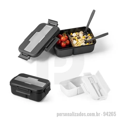 Marmita personalizada - Marmita Personalizada - 94265 - Marmita em PP, com tampa com compartimento para talheres (inclusos). A caixa é apta para micro-ondas, retirando a tampa. Não aconselhável para líquidos. Capacidade 1 L. Certificação EU Food Grade. 210 x 145 x 80 mm - 179344 - Marmita