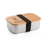 Fabricada em aço inox, a marmita termica personalizada possui tampa de bambu e conta com capacidade de 800ml. A impressão é feita em laser na tampa em área nobre de gravação.