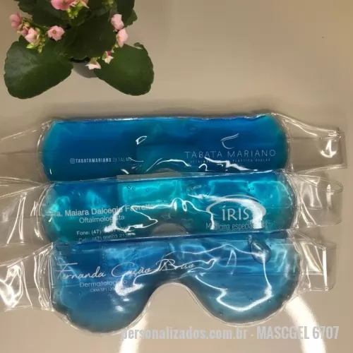 Máscara para olhos personalizada - Mascara em gel gravação em serigrafia, modelo mascara e tapa olho, para pós cirurgias blefaroplastia, e procedimentos esteticos, medida 67x07cm aberta, personalizada com sua logo marca.