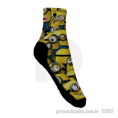 Meia personalizada - Meias personalizadas, produzidas em malha lisa ou felpada em diversas cores, tipos e tamanho personalização através de bordado, jacquard eletrônico e impressão digital