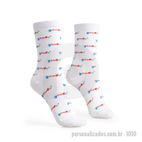 Meia personalizada - Meia Personalizada. Composição: 74% Algodão, 23% Poliamida e 3% Elastodieno. Tamanho único: veste do 36 ao 44.