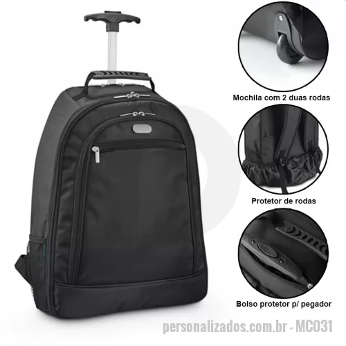 Mochila com carrinho personalizada - Mochila Carrinho Trolley com Porta Notebook