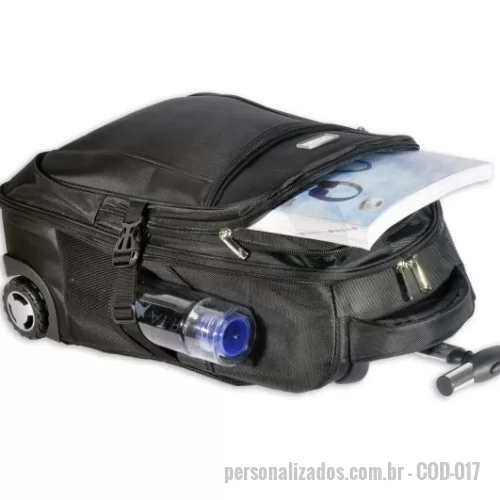 Mochila com carrinho personalizada - Mochila de rodinha com alça de mão e ombro e rodinhas confeccionada no Nylon 70 resinado e plastificado em todas as cores