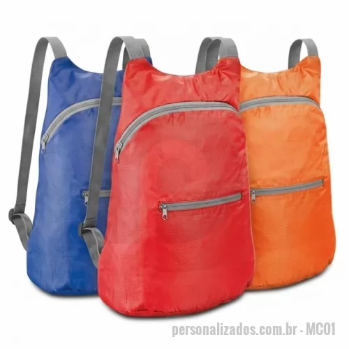 Mochila dobrável personalizada - Mochila Dobrável em Poliester 100%