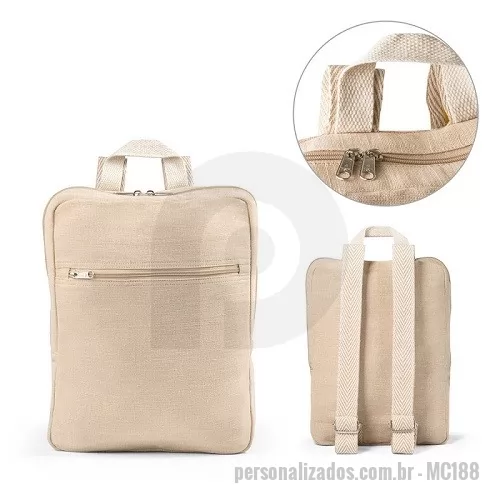 Mochila ecológica personalizada - Mochila Ecológica com Bolso Frontal