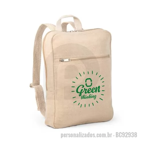 Mochila ecológica personalizada - Mochila em juco mistura de algodão e juta, 275 g/m²