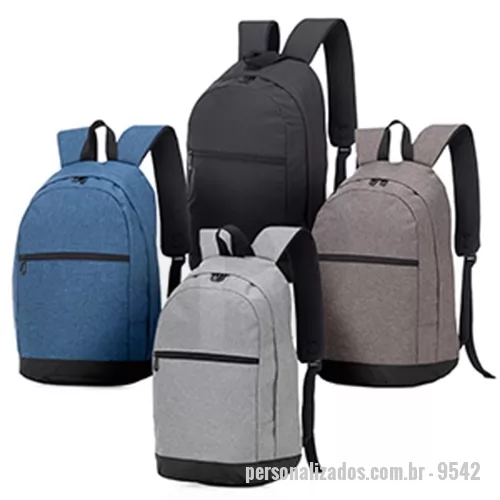 Mochila para notebook personalizada - Mochila p/ Notebook em tecido poliéster. Parte externa: Bolso frontal com zíper; Alça de mão; Alça de ombro acolchoada. Parte interna: Compartimento para notebook. Tamanho total do Notebook - 16,5¨