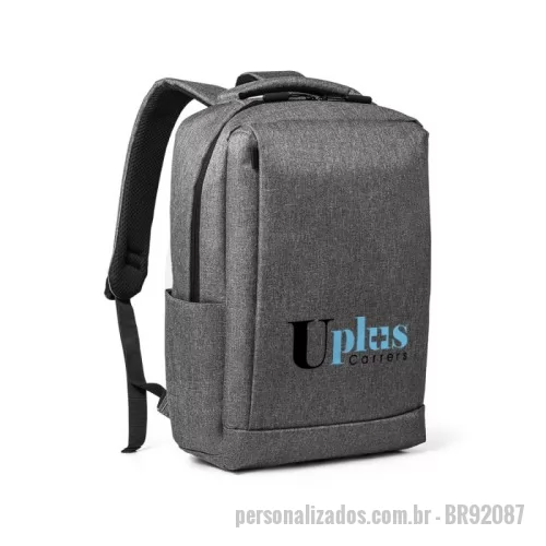 Mochila para notebook personalizada - Mochila para notebook em 300D com 1 compartimento principal com 2 bolsos forrados para computador 15,6