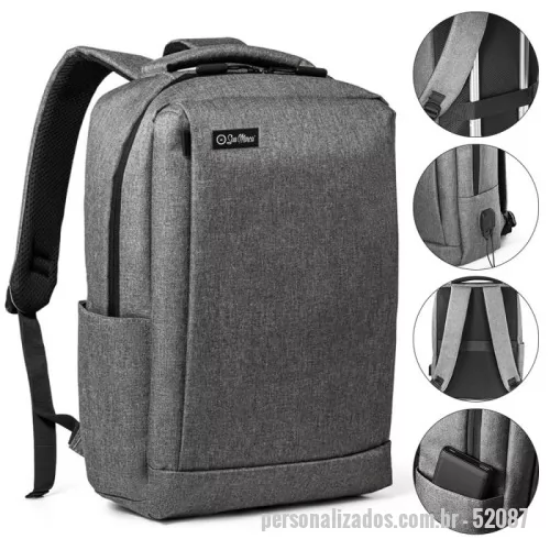 Mochila para notebook personalizada - Mochila para notebook 300D de alta densidade, perfeita para quem busca proteção e praticidade! Com 2 divisórias almofadadas para notebook até 15,6