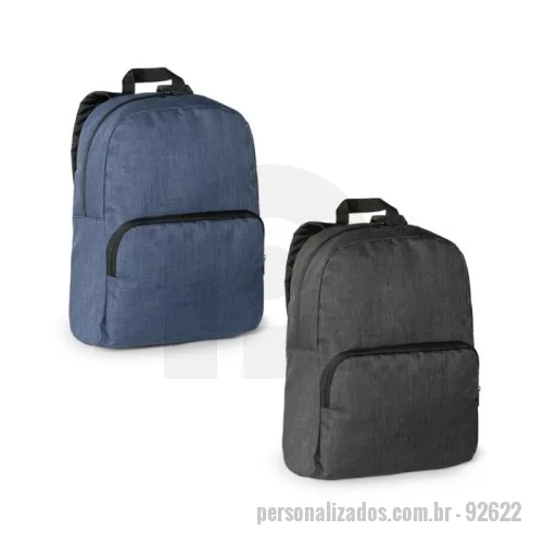 Mochila para notebook personalizada - Mochila para notebook em 600D de alta densidade. Compartimento principal com divisória almofadada para notebook até 14