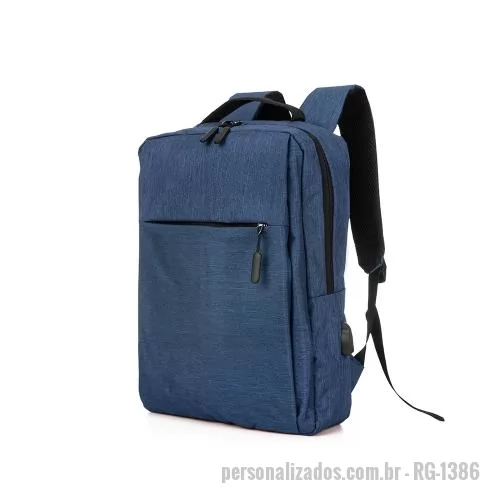 Mochila para notebook personalizada - Mochila de nylon 20 litros com três compartimentos, sendo o principal com bolso para notebook 15,6.