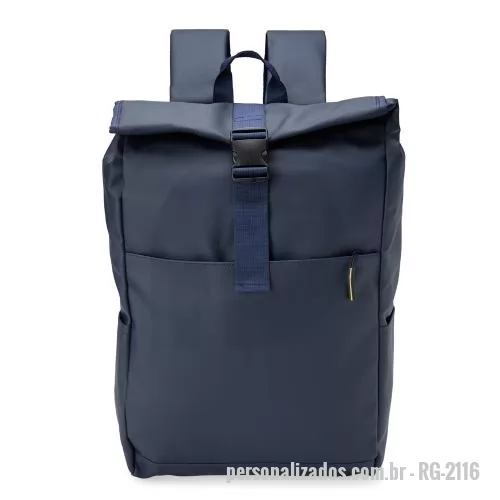 Mochila para notebook personalizada - Mochila de poliuretano impermeável de 32 litros. Três compartimentos, compartimento traseiro estilo antifurto.