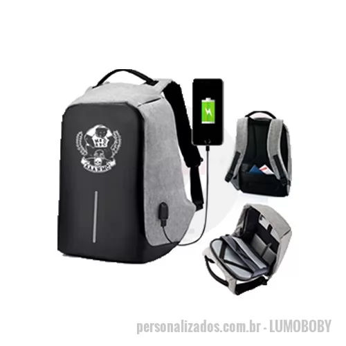 Mochila para notebook personalizada - Mochila Antifurto USB Importada 