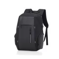 "Mochila para notebook em tecido 100% oxford com interior em poliéster 210D e detalhes em PU Parte externa: 2 Bolsos frontais com ziper