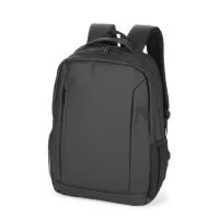 Mochila executiva personalizada com capacidade de até 23 litros, confeccionada em poliuretano (PU) impermeável e com estrutura interna em espuma acolchoada. Possui dois compartimentos com fechamento em zíper, incluindo divisória interna para notebook de até 15,6 polegadas com tira elástica e velcro para fixação. Conta ainda com dois bolsos laterais em tela, alça de mão, engate para malas e revestimento acolchoado em tecido mesh nas costas e alças de ombro, proporcionando maior conforto no uso diário. Ideal para brindes corporativos, kits de onboarding, eventos, feiras, viagens, equipes, clientes e colaboradores. Pode ser personalizada com logotipo ou identidade visual da empresa. Medidas aproximadas: 31 x 43 x 14,5 cm. Área de gravação: 35 x 18 cm. Peso aproximado: 0,640 kg.