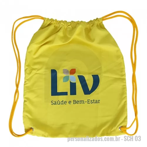 Mochila personalizada - Mochila saco tamanho 35x40 em tecido microfibra com cordão e logotipo silcado