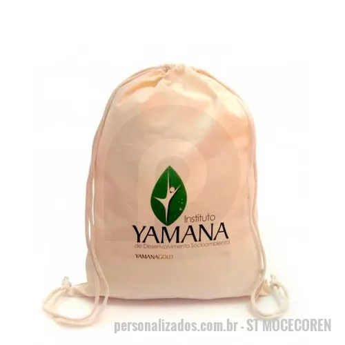 Mochila personalizada - Mochila Saco de Lona Personalizada, Medidas 32cm x 40cm, Material 100% Algodão