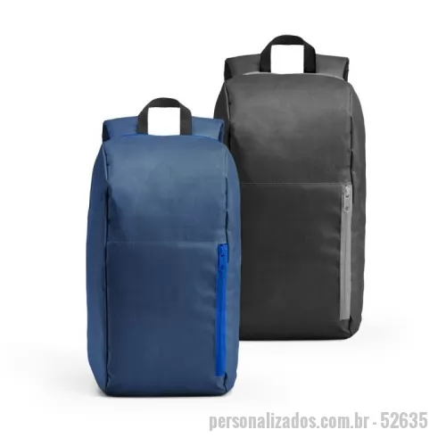 Mochila personalizada - Mochila em 600D com bolso exterior frontal com zíper. Parte posterior almofadada, com sistema de apoio acolchoado para as costas e alças almofadadas. 245 x 400 x 115 mm