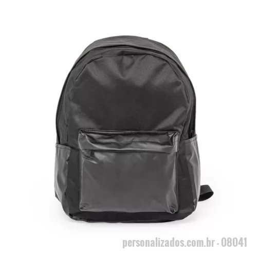 Mochila personalizada - Para quem valoriza a organização em todas as suas atividades, nossa mochila em nylon de 33 litros com detalhes em couro sintético é a escolha certa. Versátil e resistente à água, ela conta com dois compartimentos, sendo o principal destinado para notebooks de até 15,6 polegadas. Além disso, possui um bolso frontal e bolsos laterais que facilitam ainda mais a organização no dia a dia.  Cores Disponíveis: Azul, Cinza e Preto.