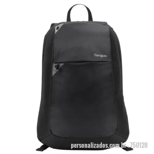 Mochila personalizada - Compartimento lateral acolchoado para notebook de até 15.6” • Alças de ombro com contornos e painel traseiro de malha de ar para maior conforto • Dois bolsos frontais de acesso rápido e vários bolsos para armazenamento de acessórios • Compartimento secundário para arquivos, pastas e muito mais • Super leve, feita de poliéster durável