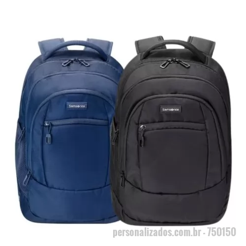Mochila personalizada - A Mochila Samsonite Ignition Plasma da Samsonite é fabricada em material 100 % poliéster e possui: Na parte interna, amplo compartimento, forro 100% reciclado (RPET), compartimento para notebook de até 15.4 polegadas. Na parte externa, alça superior de mão, alça de costas acolchoadas e ajustáveis, painel traseiro acolchoado, 2 bolsos frontais com fechamento em zíper e 2 bolsos laterais em tela e fechamento em zíper.